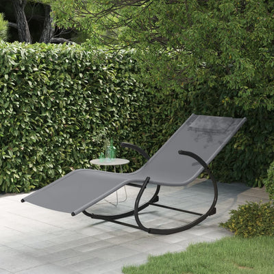 vidaXL Rocking Sun Lounger Black Steel and Textilene