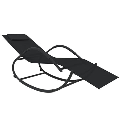 vidaXL Rocking Sun Lounger Black Steel and Textilene
