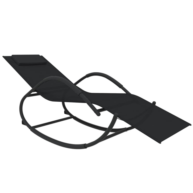 vidaXL Rocking Sun Lounger Black Steel and Textilene