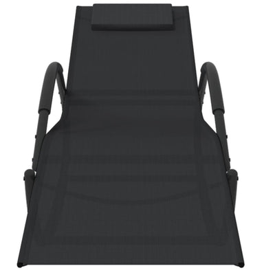 vidaXL Rocking Sun Lounger Black Steel and Textilene