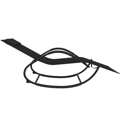 vidaXL Rocking Sun Lounger Black Steel and Textilene