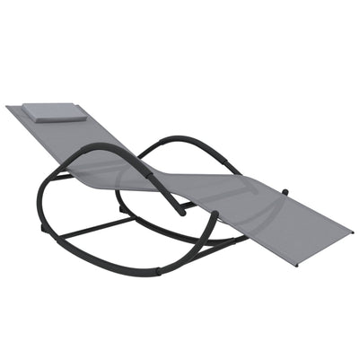 vidaXL Rocking Sun Lounger Black Steel and Textilene