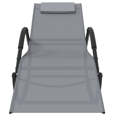 vidaXL Rocking Sun Lounger Black Steel and Textilene