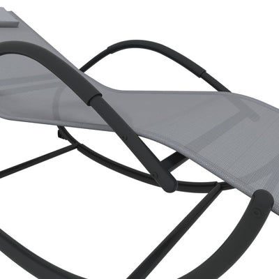vidaXL Rocking Sun Lounger Black Steel and Textilene