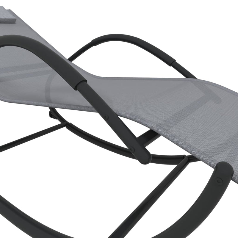 vidaXL Rocking Sun Lounger Black Steel and Textilene