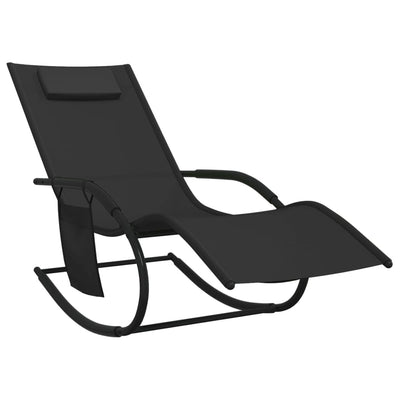 vidaXL Rocking Sun Lounger Black Steel and Textilene