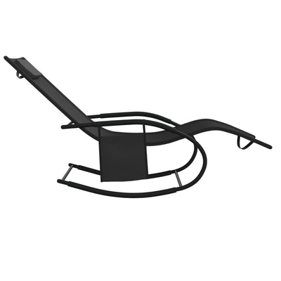 vidaXL Rocking Sun Lounger Black Steel and Textilene