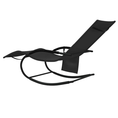 vidaXL Rocking Sun Lounger Black Steel and Textilene