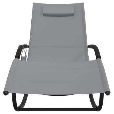 vidaXL Rocking Sun Lounger Black Steel and Textilene