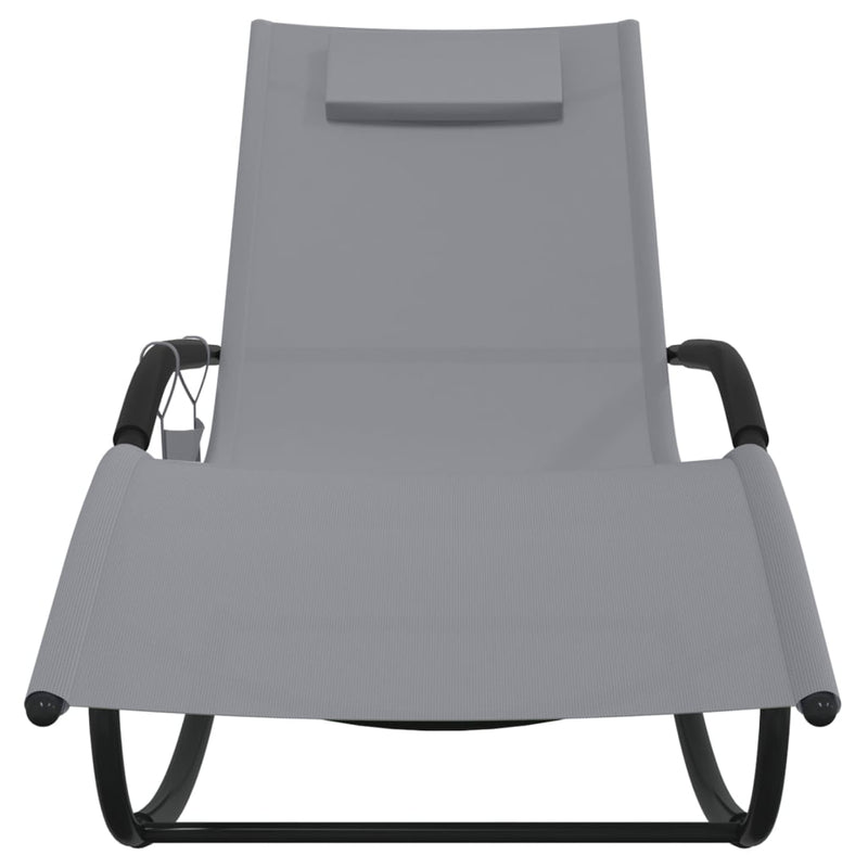 vidaXL Rocking Sun Lounger Black Steel and Textilene