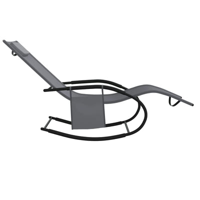 vidaXL Rocking Sun Lounger Black Steel and Textilene