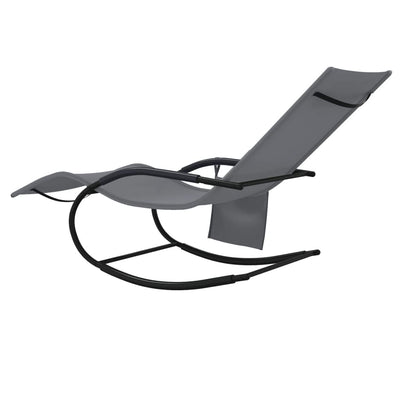 vidaXL Rocking Sun Lounger Black Steel and Textilene