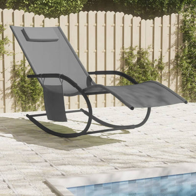 vidaXL Rocking Sun Lounger Black Steel and Textilene