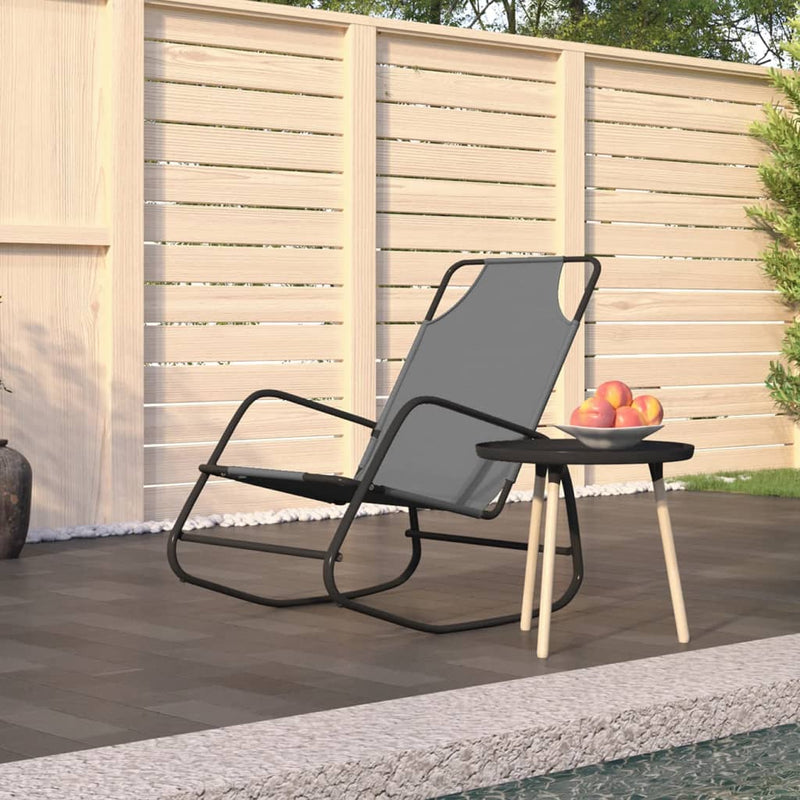 vidaXL Rocking Sun Lounger Black Steel and Textilene