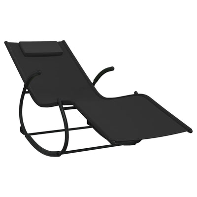 vidaXL Rocking Sun Loungers 2 pcs Black Steel and Textilene