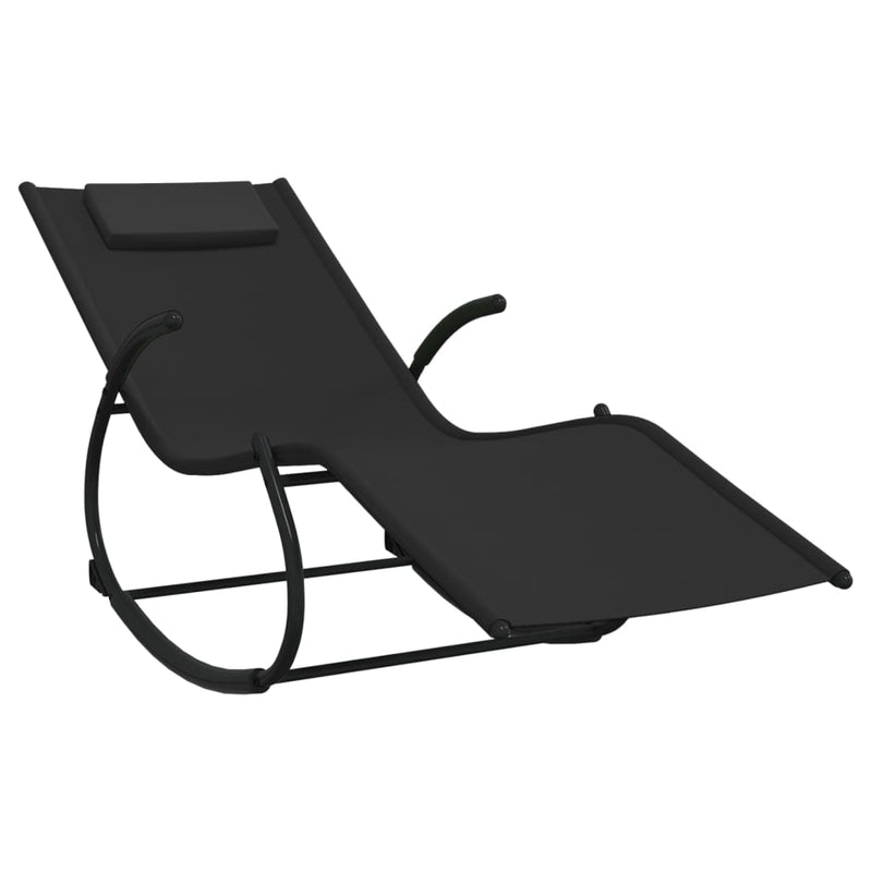vidaXL Rocking Sun Loungers 2 pcs Black Steel and Textilene