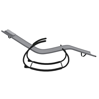 vidaXL Rocking Sun Loungers 2 pcs Black Steel and Textilene