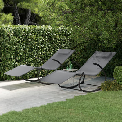 vidaXL Rocking Sun Loungers 2 pcs Black Steel and Textilene