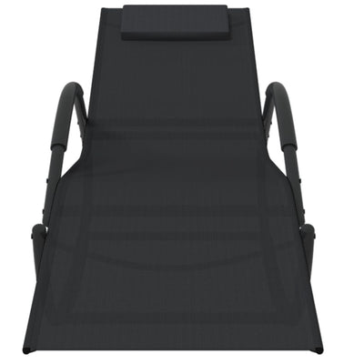 vidaXL Rocking Sun Loungers 2 pcs Black Steel and Textilene