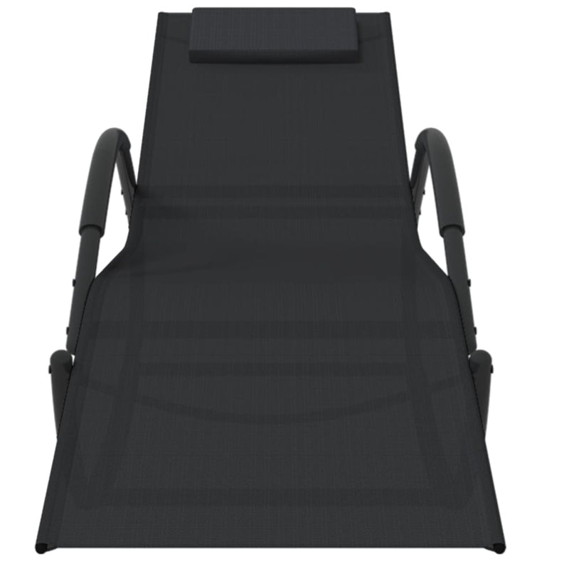 vidaXL Rocking Sun Loungers 2 pcs Black Steel and Textilene