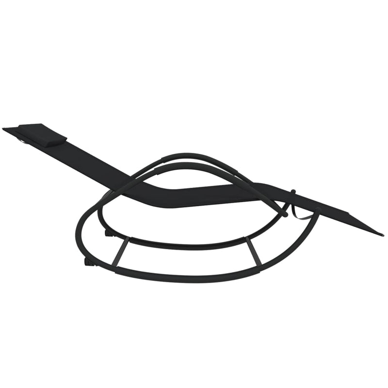 vidaXL Rocking Sun Loungers 2 pcs Black Steel and Textilene