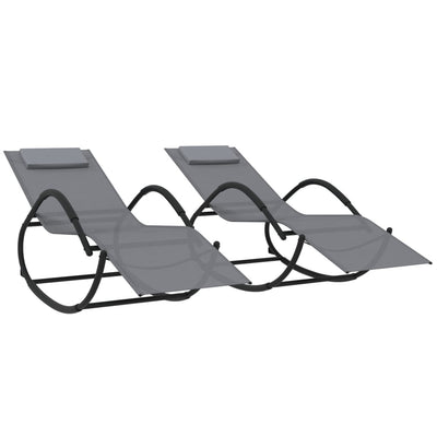 vidaXL Rocking Sun Loungers 2 pcs Black Steel and Textilene