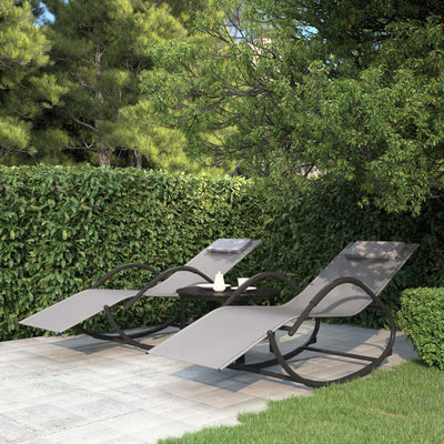 vidaXL Rocking Sun Loungers 2 pcs Black Steel and Textilene