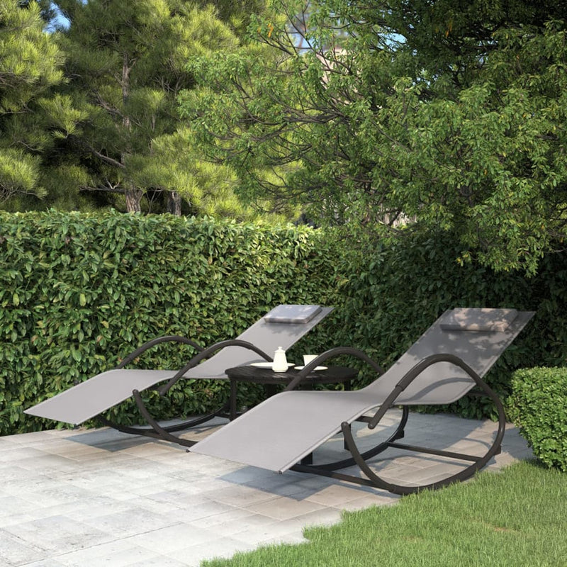 vidaXL Rocking Sun Loungers 2 pcs Black Steel and Textilene