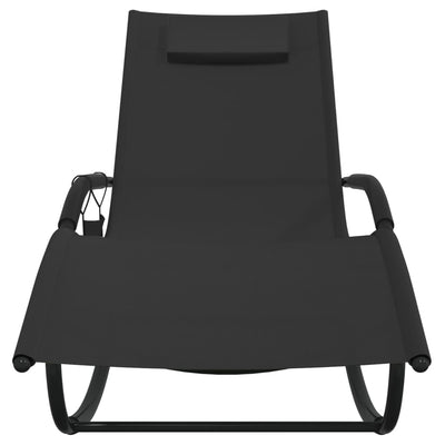 vidaXL Rocking Sun Loungers 2 pcs Black Steel and Textilene