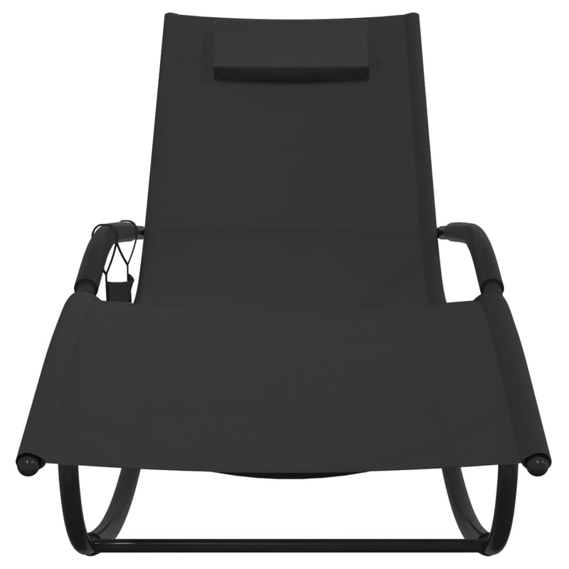 vidaXL Rocking Sun Loungers 2 pcs Black Steel and Textilene