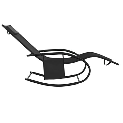 vidaXL Rocking Sun Loungers 2 pcs Black Steel and Textilene