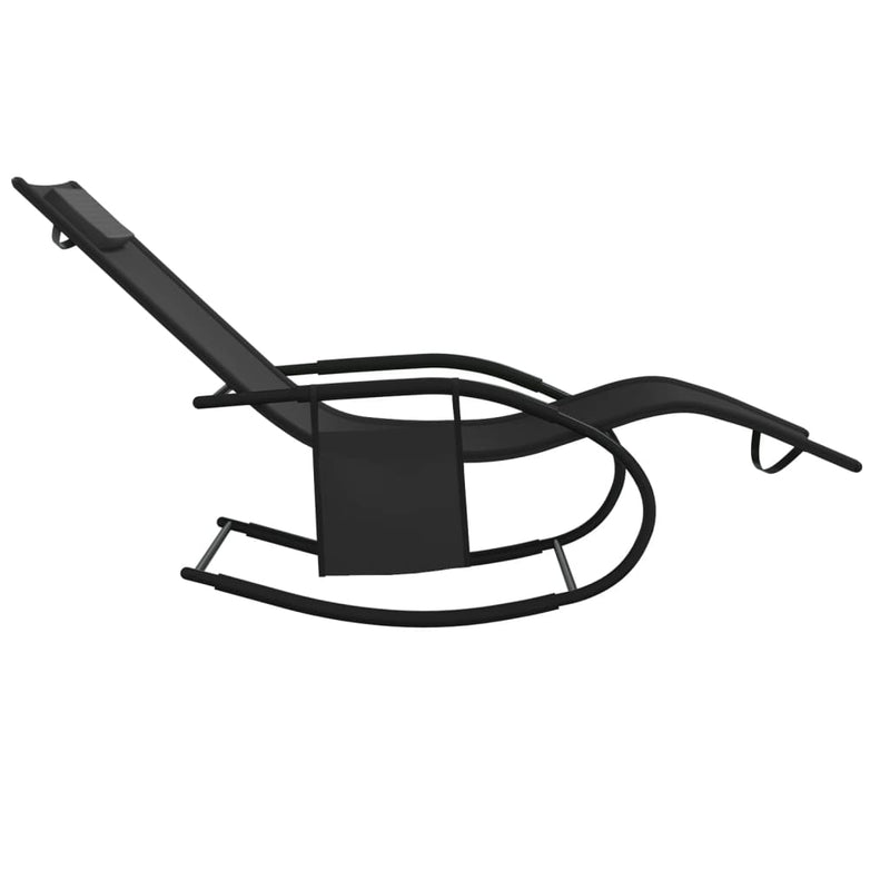 vidaXL Rocking Sun Loungers 2 pcs Black Steel and Textilene