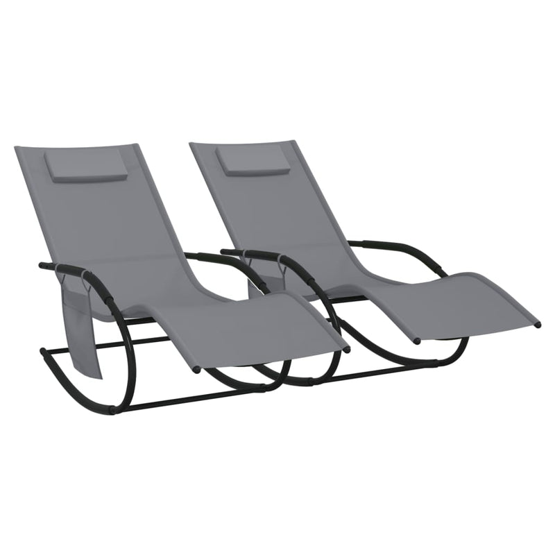 vidaXL Rocking Sun Loungers 2 pcs Black Steel and Textilene