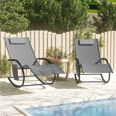 vidaXL Rocking Sun Loungers 2 pcs Black Steel and Textilene