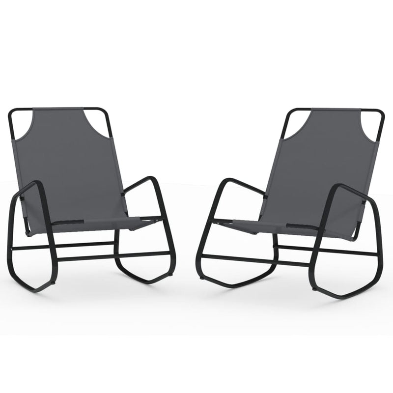 vidaXL Rocking Sun Loungers 2 pcs Black Steel and Textilene