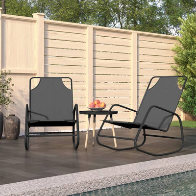 vidaXL Rocking Sun Loungers 2 pcs Black Steel and Textilene