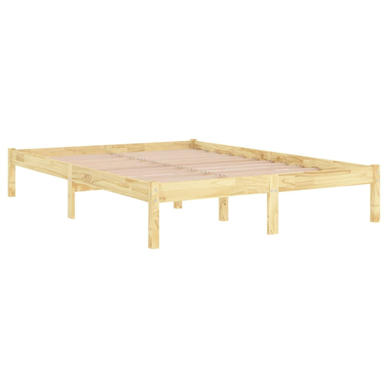 vidaXL Bed Frame without Mattress Black Solid Wood 135x190 cm
