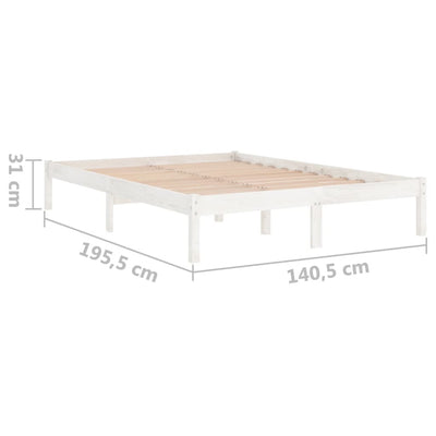 vidaXL Bed Frame without Mattress Black Solid Wood 135x190 cm