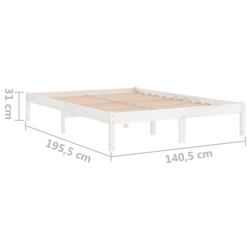 vidaXL Bed Frame without Mattress Black Solid Wood 135x190 cm