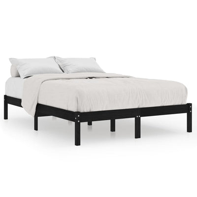 vidaXL Bed Frame without Mattress Black Solid Wood 135x190 cm