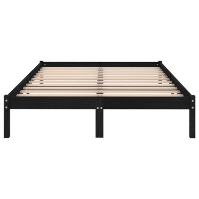 vidaXL Bed Frame without Mattress Black Solid Wood 135x190 cm