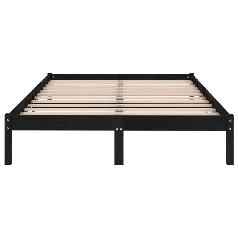 vidaXL Bed Frame without Mattress Black Solid Wood 135x190 cm