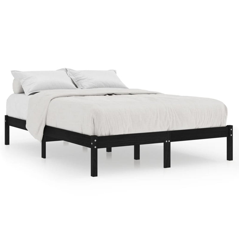 vidaXL Bed Frame without Mattress Black Solid Wood 150x200 cm