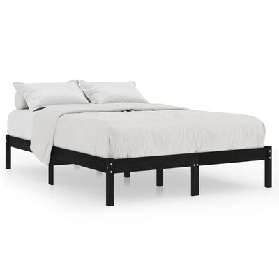 vidaXL Bed Frame without Mattress Black Solid Wood 183x203 cm King