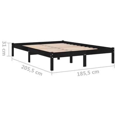 vidaXL Bed Frame without Mattress Black Solid Wood 183x203 cm King