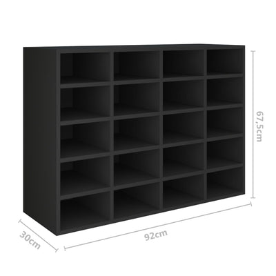 vidaXL Shoe Rack Engineered Wood 92x30x67.5 cm Black