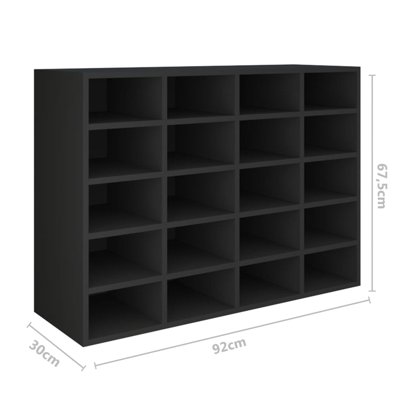 vidaXL Shoe Rack Engineered Wood 92x30x67.5 cm Black