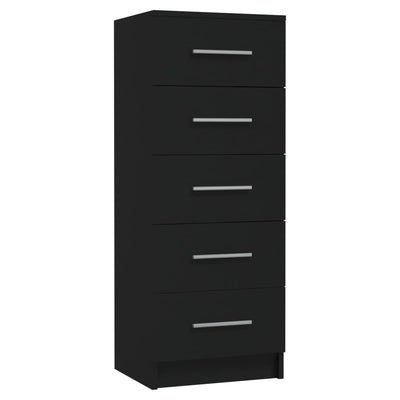 vidaXL Tall Drawer Chest Black 41x35x106 cm Engineered Wood