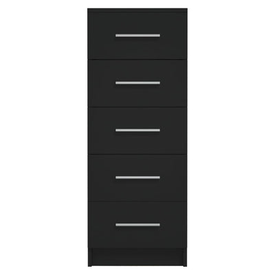 vidaXL Tall Drawer Chest Black 41x35x106 cm Engineered Wood