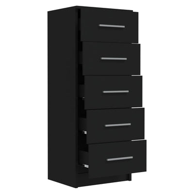 vidaXL Tall Drawer Chest Black 41x35x106 cm Engineered Wood